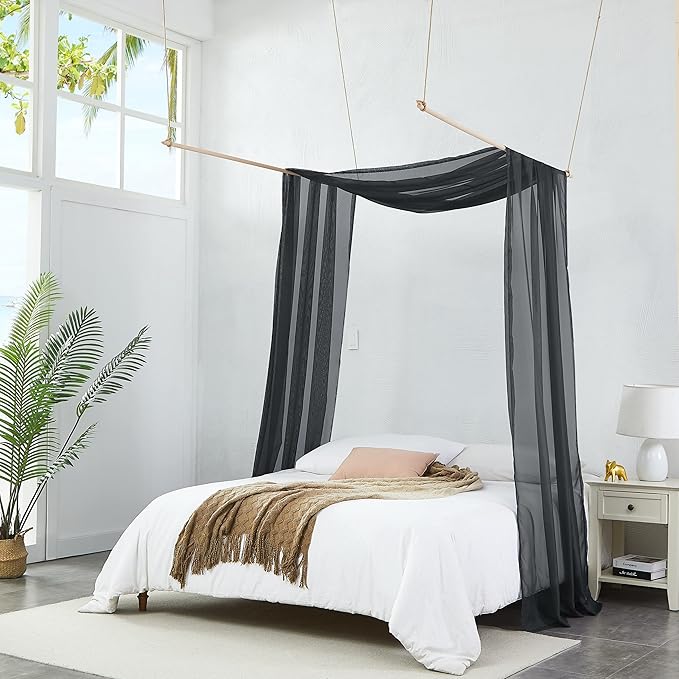 Warm Home Designs 30 Feet Long Sheer Black Window Scarf. These XXL Length Valance Window Scarves 54 X 360 Inches in Size. Great as Bed Canopy or Wedding Arch Draping Fabric. AM Black 360"