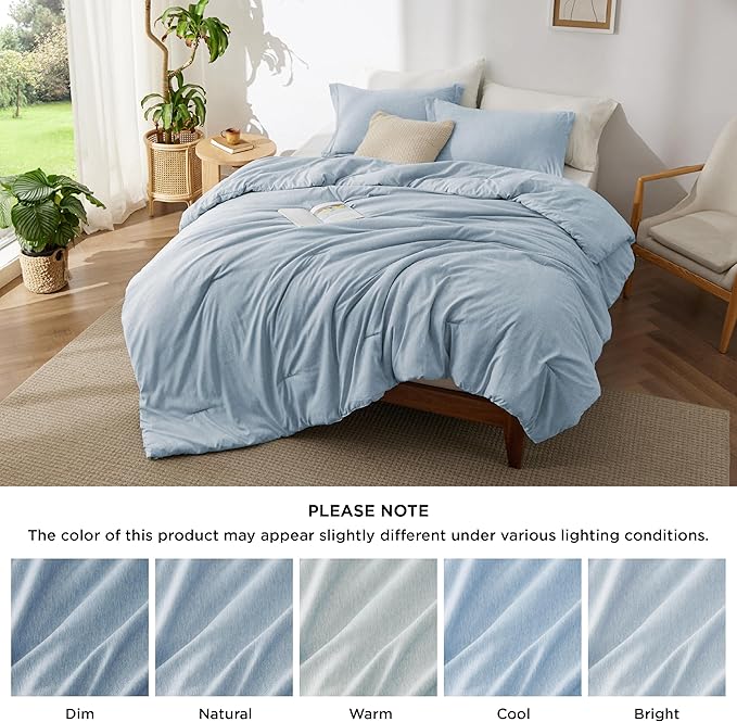 Bedsure King Size Comforter Set - Light Blue Soft Bedding for All Seasons, Cationic Dyed Bed Set, 3 Pieces, 1 King Size Comforter (104"x90") and 2 Pillow Shams (20"x36"+2")