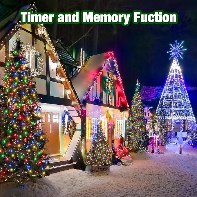RPGT Christmas Tree Light 500 LEDs 172ft Green Cable Wire Low Voltage Fairy String Twinkle Lights Waterproof 12 Modes for Party, Halloween, Outdoor, Garden, Wedding, Home Decoration (Purple)