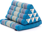 Leewadee 1-Fold Mat with Triangle Cushion – Comfortable TV Pillow, Foldable Mattress with Cushion Made of Kapok, 30 x 20 inches, Light Blue