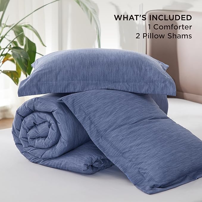 Bedsure Full Comforter Set - Infinity Blue Soft Bedding for All Seasons, Cationic Dyed Bed Set, 3 Pieces, 1 Full Size Comforter (82"x86") and 2 Pillow Shams (20"x26"+2")