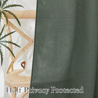 RYB HOME Spring Curtains for Living Room, Light Filtering Privacy Protection Linen Sheer Curtains for Sliding Glass Door, W 52 x L 90 inches, Hunter Green, 2 Panels Set