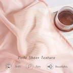 NICETOWN Light Pink Sheer Curtains 96 inches Long, Grommet Voile Sheer Textured Airy & Lightweight Curtains & Drapes Light Filtering for Bedroom/Living Room, W54 x L96, 2 Panels