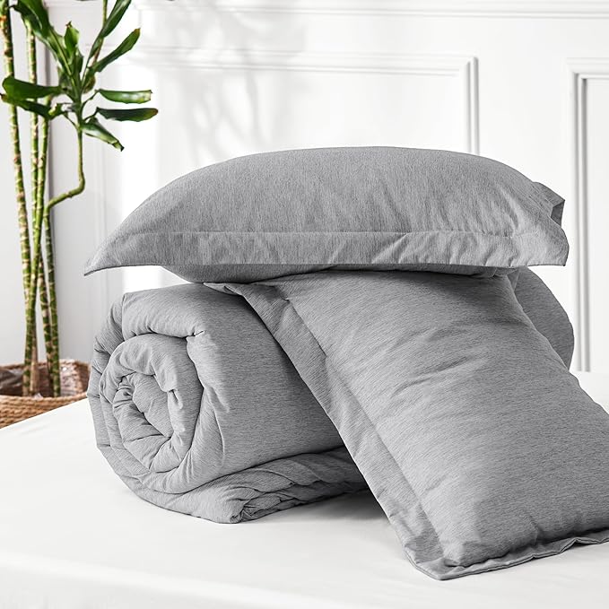 Bedsure Full Comforter Set - Grey Soft Bedding for All Seasons, Cationic Dyed Bed Set, 3 Pieces, 1 Full Size Comforter (82"x86") and 2 Pillow Shams (20"x26"+2")