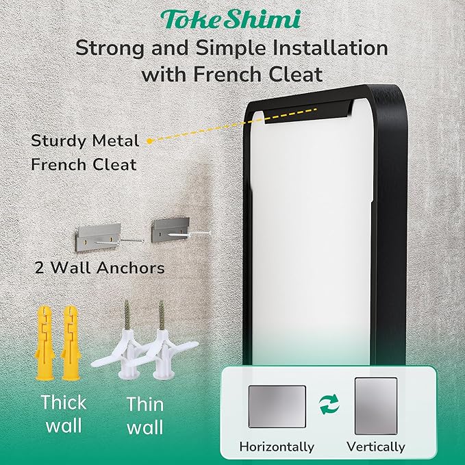 TokeShimi 48x24 Matte Black Bathroom Mirror for Over Sink,Bathroom Mirror Rectangle with Tempered Glass,Vanity Mirror with Seamless Aluminum Frame(Horizontal/Vertical)