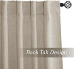 RYB HOME Natural Beige Linen Sheer Curtains 96 inches Long for Living Room and Dining Room, Back Tab/Rod Pocket, Light Filtering Sheer Curtains and Drapes, W 52 x L 96 inches, 2 Panels Set