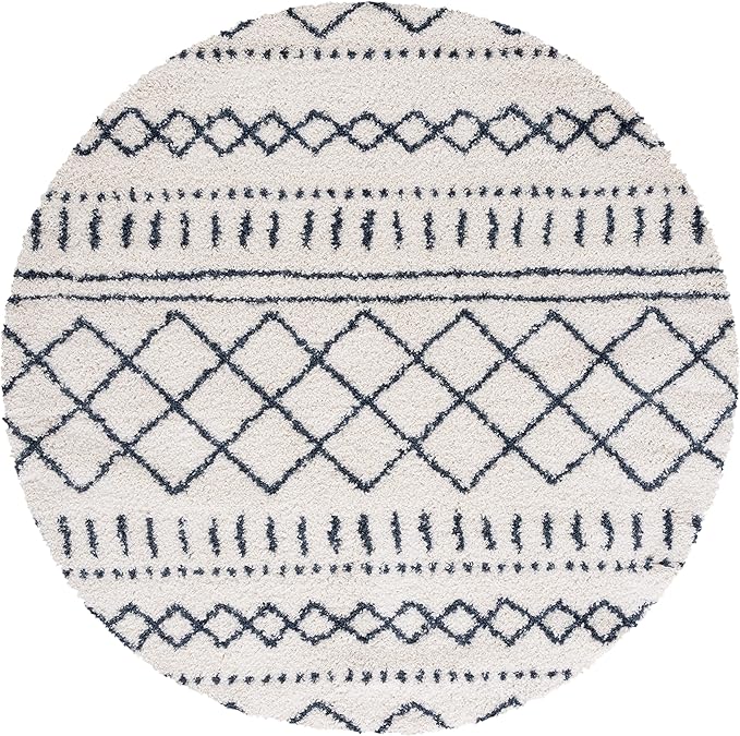 SAFAVIEH Arizona Shag Collection Area Rug - 6' x 8' Oval, Ivory & Slate, Non-Shedding & Easy Cleaning, Plush Thick Pile, Ideal for Living Room, Bedroom, Dining Space (ASG741M)