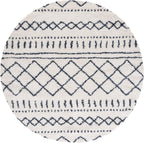SAFAVIEH Arizona Shag Collection Area Rug - 5'1" Round, Ivory & Slate, Moroccan Design, Non-Shedding, 1.6-inch Thick, Ideal for High Traffic Areas in Living Room, Bedroom (ASG741M-5R)