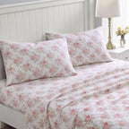 Laura Ashley - Flannel Sheets Queen Size, Anti-Pilling & Wrinkle Resistant Cotton, Touchably Soft for All-Season Comfort - Bed Sheets with Matching Pillowcases & Fitted Sheet (Lisalee Pink)