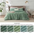 Bedsure Queen Comforter Set - Green Soft Bedding for All Seasons, Cationic Dyed Bed Set, 3 Pieces, 1 Queen Size Comforter (90"x90") and 2 Pillow Shams (20"x26"+2")