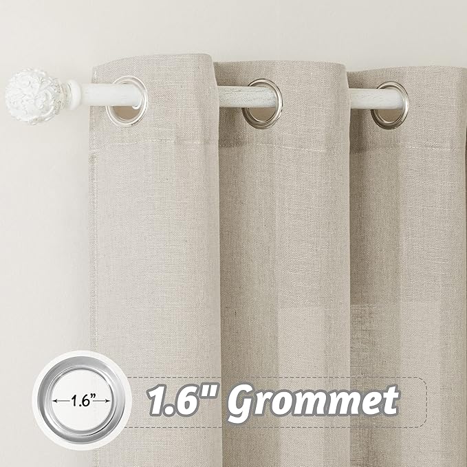 RYB HOME Angora Semi Sheer Curtains 90 inches Long, Grommet Easy Sliding Light Filtering Half Privacy Window Curtains & Drapes for Bedroom Living Room Farmhouse, W 52 x L 90 inches, 2 Pcs