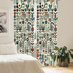 Ambesonne Leafy Art Curtains, Scandinavian Leaves Pattern with Geometric Roundy Modern Boho Print, Window Treatments 2 Panel Set for Living Room Bedroom, Pair of - 28" x 84", Pale Green Redwood Teal