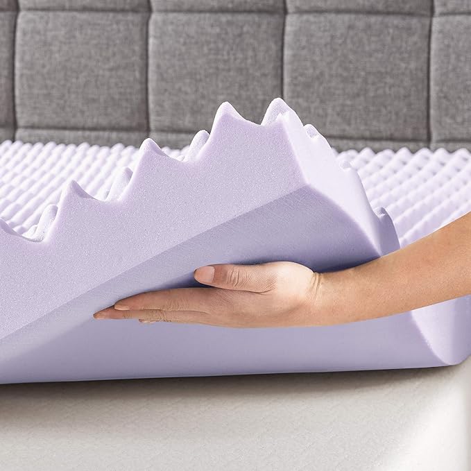 Best Price Mattress 3 Inch Egg Crate Memory Foam Mattress Topper with Soothing Lavender Infusion, CertiPUR-US Certified, Dorm Essentials, Twin XL