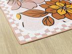 Flagship Carpets Schoolgirl Style Retro Floral Educational Area Rug for Kids Room Seating Décor, Children's Classroom, Play Carpet for Teaching and Playroom, 7'6 "x 12' Pink