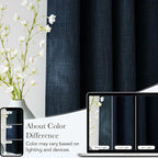 NICETOWN Short Faux Linen Navy Blue Blackout Curtains 63 inches Long for Kitchen - Privacy Panels for Living Room Bedroom, Modern Farmhouse Style Easy Care Grommet Top, 2 Panels, W42 by L63