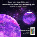 7.9 inch Large Moon Lamp Galaxy Starry Moon Night Light with Touch and Remote Control 16 Colors as Cool Lamp Gift for Boys or Girls