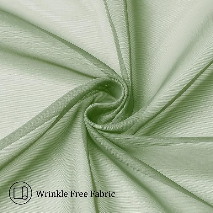 Aiyufneg 2 Panels Sage Green Sheer Valance - Short Fresh Sheer Curtain Valances for Windows Basement Semi Sheer Valances for Kitchen Window, Dual Rod Pocket (Sage Green, 40 by 14 Inches Long)