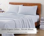 LANE LINEN 100% Organic Cotton Full Sheets Set Soft & Comfy Percale Long Staple Soft Bedding Breathable Fully Elasticized Mercerized Printed Cotton Full Size Set - Polka Dot