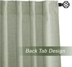 RYB HOME Linen Sheer Curtains and Drapes for Living Room and Dining Room 102 inches Length, Breathable Back Tab/Rod Pocket Semi Sheer Curtains, Sage Green, W 52 x L 102 inches, 2 Panels Set