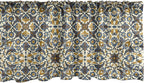 Ambesonne Turkish Pattern Window Valance Pack of 2, Flowers in and Traditional Style, Rod Pocket Curtain Valances for Kitchen Bedroom, 54" X 18", Earth Yellow Slate Blue