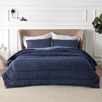 Bedsure Queen Comforter Set - Cooling and Warm Bed Set, Navy Blue Reversible Bedding for All Season, 3 Pieces, 1 Queen Size Comforter (88"x88") and 2 Pillow Cases(20"x26")