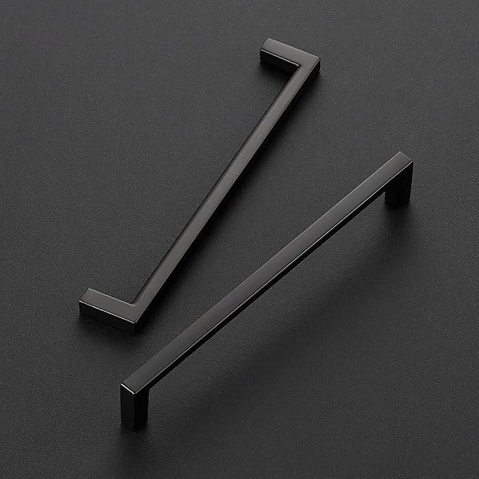 Ravinte 15 Pack Matte Black Cabinet Pulls, 6-1/4 Inch (160mm) Hole Center Slim Kitchen Handles, Square Drawer Pulls for Cabinets & Cupboards, Hardware