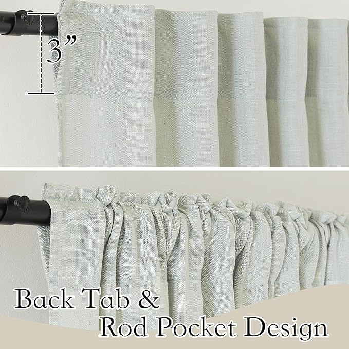 RYB HOME Extra Long Linen Curtains for Living Room, Light Filtering Privacy Protection Vertical 120 inches Long for Bedroom Dining Room, W 52 x L 120 inches, Sage Green, 2 Panels
