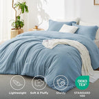 Bedsure King Size Comforter Set - Storm Blue Soft Bedding for All Seasons, Cationic Dyed Bed Set, 3 Pieces, 1 King Size Comforter (104"x90") and 2 Pillow Shams (20"x36"+2")