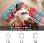 MAXYOYO Full Size Futon Floor Mattress Shikibuton Sleeping Mats for Adults, Floor Futon with High-Density Foam, Portable Mattress for Living Room, Guest Room, Bohemian A