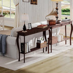 ChooChoo 47 Inch Narrow Console Table with Drawer, Chic Accent Sofa Entryway Table with Shelves for Entryway, Living Room, Hallway, Espresso