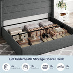 Allewie King Size Lift Up Storage Bed, Modern Wingback Headboard, Hydraulic Support, No Box Spring Needed, Dark Grey