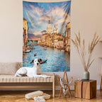 Ambesonne Scenery Tapestry, Gondola on Famous Grand Canal with Romantic View of Italian Architecture Venice, Wall Hanging for Bedroom Living Room Dorm Decor, 60" X 80", Multicolor
