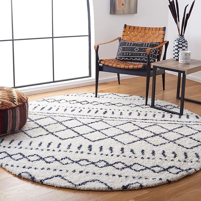 SAFAVIEH Arizona Shag Collection Area Rug - 6' x 8' Oval, Ivory & Slate, Non-Shedding & Easy Cleaning, Plush Thick Pile, Ideal for Living Room, Bedroom, Dining Space (ASG741M)