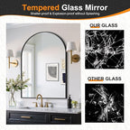 Delma Arched Bathroom Mirror, 28"x40" Wall Mounted Vanity Mirror for Bedroom, Living Room and Entryway, Gold