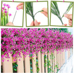 Hoteam 40 Bundles Outdoor Artificial Flowers Plants UV Resistant Outside Faux Flowers Plastic Fake Plants Outdoor Summer Fall Four Seasons Decoration Shrubs Garden Porch, Purple Red