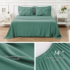 Bedsure Queen Comforter Set Baby Pea Green - Bed in a Bag Queen Size Bedding 7 Pieces, GentleSoft™ Pintuck Bed Set Gift for Family, Pinch Pleat All Season Comforter with Sheets, Pillowcases & Shams