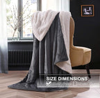 NANPIPER Sherpa Blanket Warm Blankets for Winter Super Soft Fuzzy Flannel Fleece/Wool Like Reversible Velvet Plush Couch Blanket Lightweight(Grey Throw Size 50"x60")