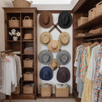 SKOLOO Hat Rack for Wall with 11 Hooks, 24 inch Solid Wooden, Modern, Huge Coat Rack Wall Mount for Coats, Hats, Bags, Cowboy Caps, Baseball Caps, Walnut Color