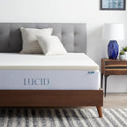 LUCID 2 Inch Traditional Foam Mattress Topper - Hypoallergenic - Ventilated - Conforming Support - Twin