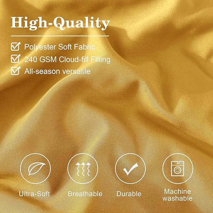 Monbix Queen Comforter Set - 7 Pieces Bright Yellow Bed in a Bag Queen Bedding Sets with Comforters, All Seasons Down Alternative Comforter Bed Set with Sheets,Pillowcases & Shams