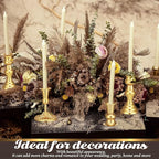 12 Pcs Candlestick Holders Gold Metal Taper Candle Holders Decorative Vintage Modern Table Centerpiece Decorations for Wedding Christmas Anniversary Dinner Party(Gold,Retro Style)