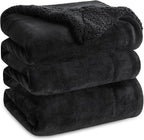 Bedsure GentleSoft Sherpa Fleece Blankets King Size for Bed - Thick and Warm Throw for Women and Men, Soft Fuzzy Plush King Blanket for Winter, Black, 108x90 Inches