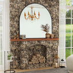 VooBang Wide Arched Wall Mirror, 38 x 40 inch Arch Bathroom Mirror, Wall Mounted Vanity Mirror with Arch Metal Frame, Modern Bathroom Vanity Mirror for Bedroom, Living Room, Hanging or Leaning, Black