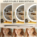13 Inch Vanity Mirror with Lights, Round Make Up Mirror with Lighting, LED Mirror Makeup Mirror with Lights for Bedroom Tabletop, Smart Touch Control, 360° Rotation (Gold)