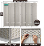 Sorbus 6 Panel Room Divider 6 ft. Tall - Privacy Screen, Extra Wide Double Hinged Panels, Mesh Hand-Woven Design, Partition Room Dividers and Folding Privacy Screens, Wall Divider for Room Separation