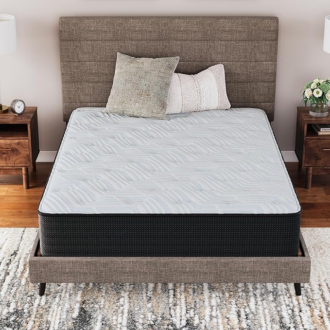 Signature Design by Ashley California King Size Palisades 14 Inch Plush Hybrid Mattress with Quick Response Gel Memory Foam, Fiberglass Free, Mattress In A Box
