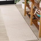 Eyely NCS101A-210 Scandinavian Odense Minimalist Angle Geometric Indoor Rug, Pet Friendly, Non-Shedding, Stain Resistant, Easy-Cleaning, Ivory/Cream, 2 ft. x 10 ft., Indoor/Outdoor, Runner Rug