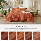 Bedsure Tufted Boho Comforter Set Twin Size - Terracotta Boho Bed Set, GentleSoft™ 2 Pieces Farmhouse Shabby Chic Embroidery Bedding, Gifts for Woman, Soft Jacquard Twin Comforter for All Seasons