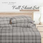 Linen Market Double-Brushed Patterned Microfiber Full Sheet Set 4 Piece – Oeko-TEX Certified Ultra Soft & Wrinkle-Free - 16" Deep Pocket Sheets - Easy Care Full Size - Polka Dot Gray
