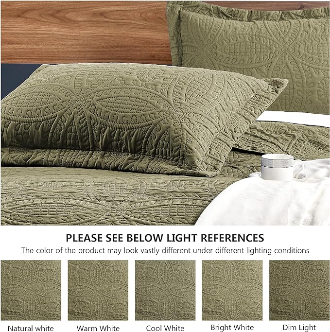 Love's cabin Twin Quilt Bedding Set Green Bedspreads - Soft Bed Summer Lightweight Bedspread Comforter - Coin Pattern Bedding Coverlet for All Season - 2 Pieces (1 Quilt, 1 Pillow Sham)